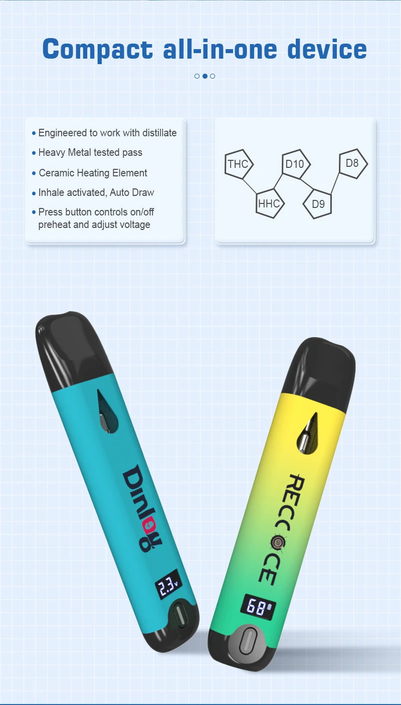2 gramas Vape atacado grosso resina viva D8 caneta vaporizadora de óleo Vape Pod descartável